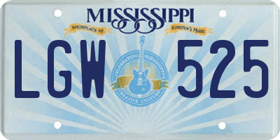 MS license plate LGW525