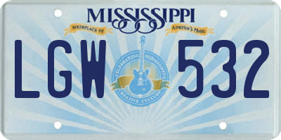MS license plate LGW532