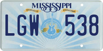 MS license plate LGW538