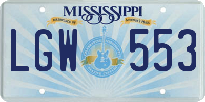 MS license plate LGW553