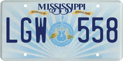 MS license plate LGW558