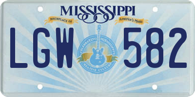 MS license plate LGW582