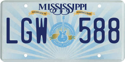 MS license plate LGW588