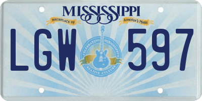 MS license plate LGW597