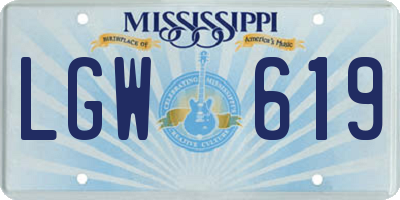 MS license plate LGW619