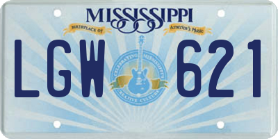 MS license plate LGW621