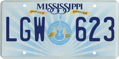 MS license plate LGW623