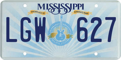 MS license plate LGW627