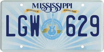 MS license plate LGW629