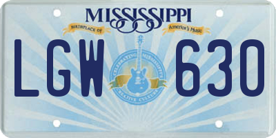 MS license plate LGW630