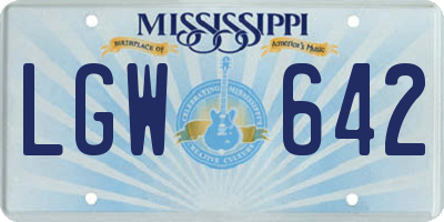 MS license plate LGW642