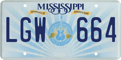 MS license plate LGW664