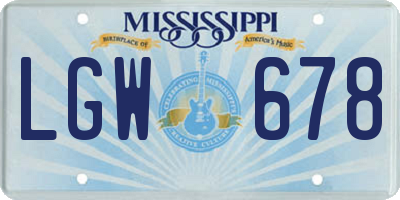 MS license plate LGW678