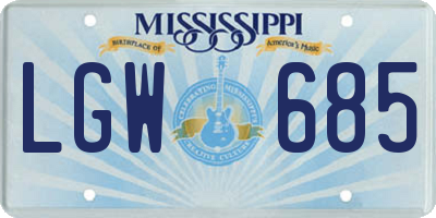 MS license plate LGW685