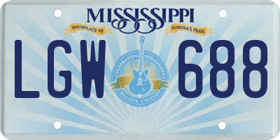 MS license plate LGW688