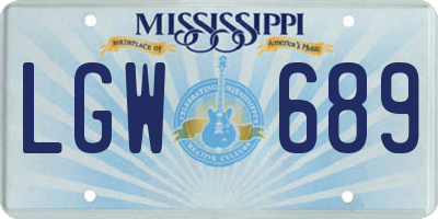 MS license plate LGW689
