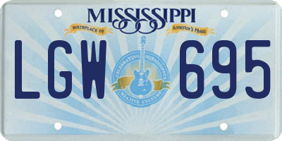 MS license plate LGW695