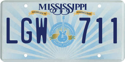 MS license plate LGW711