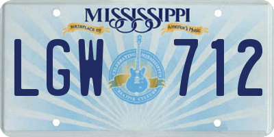 MS license plate LGW712