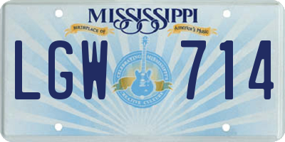 MS license plate LGW714