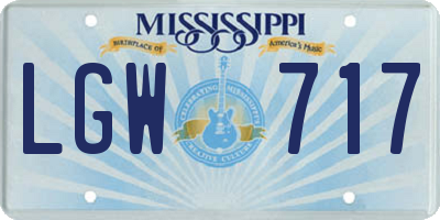 MS license plate LGW717