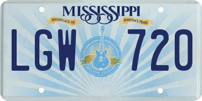 MS license plate LGW720