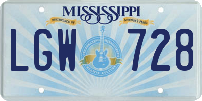 MS license plate LGW728