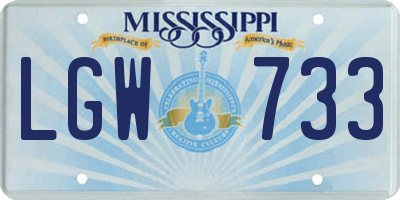 MS license plate LGW733