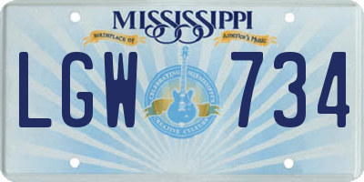 MS license plate LGW734