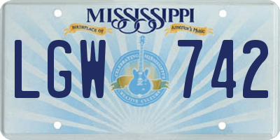 MS license plate LGW742