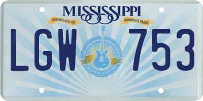 MS license plate LGW753