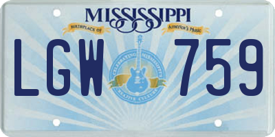 MS license plate LGW759