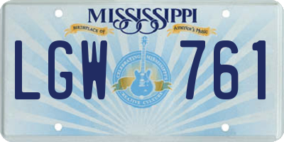 MS license plate LGW761