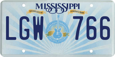 MS license plate LGW766