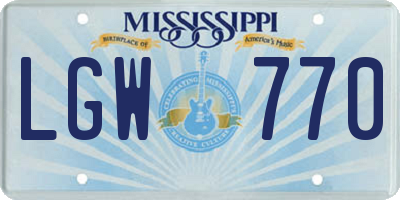 MS license plate LGW770