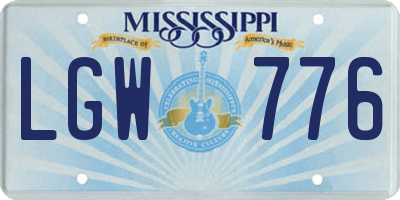 MS license plate LGW776