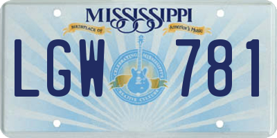 MS license plate LGW781
