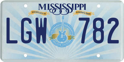MS license plate LGW782