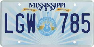 MS license plate LGW785