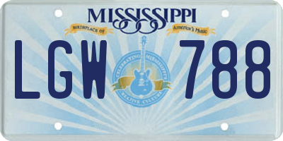 MS license plate LGW788