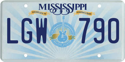 MS license plate LGW790