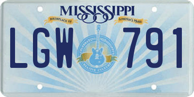 MS license plate LGW791