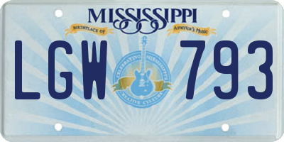 MS license plate LGW793
