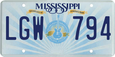MS license plate LGW794
