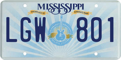 MS license plate LGW801