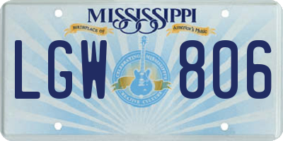 MS license plate LGW806