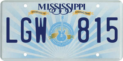 MS license plate LGW815
