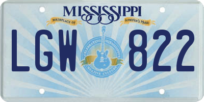 MS license plate LGW822
