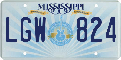 MS license plate LGW824