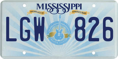 MS license plate LGW826